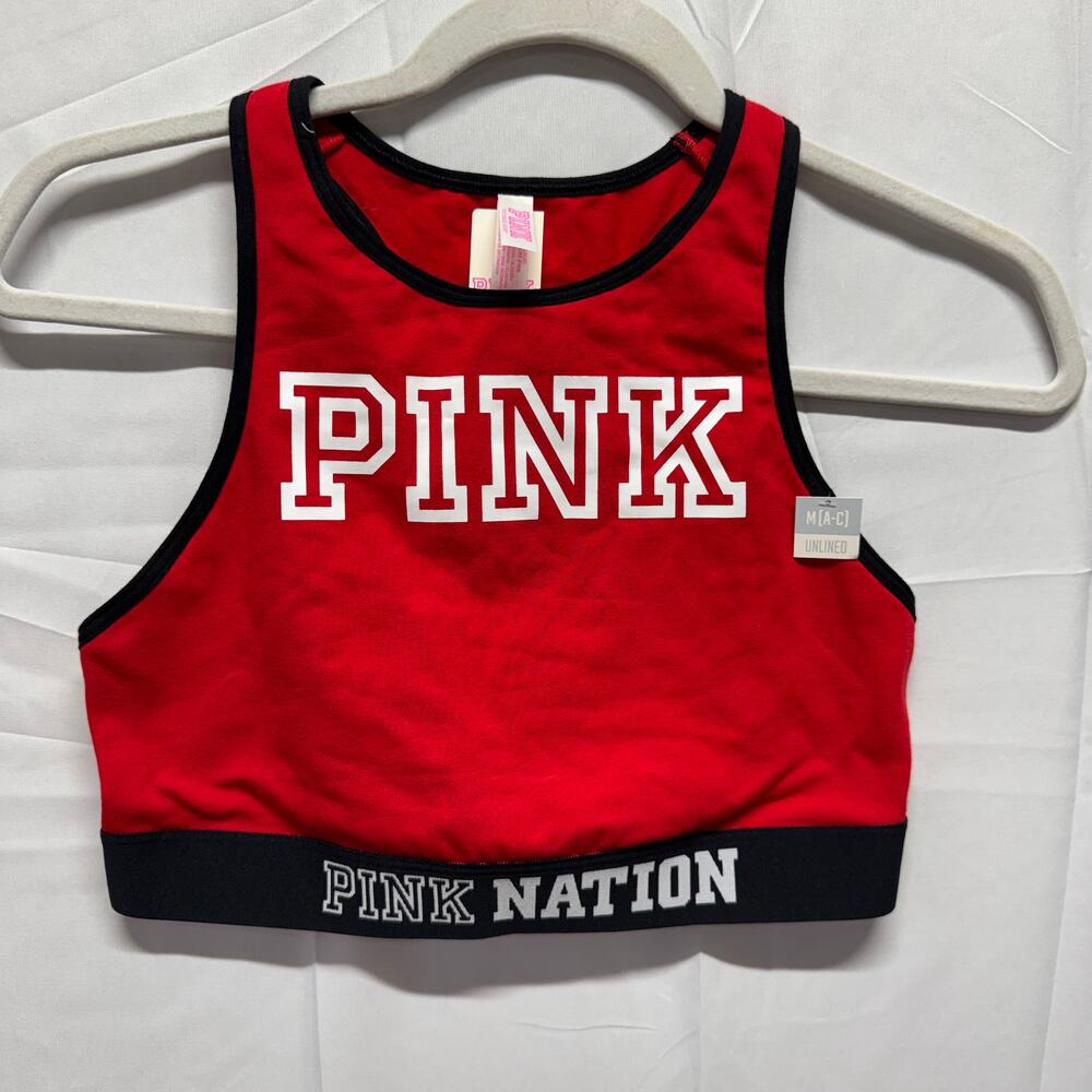NWT VS PINK Nation Red Sports Bra Medium M Baddie Sporty Chic Streetwear Top